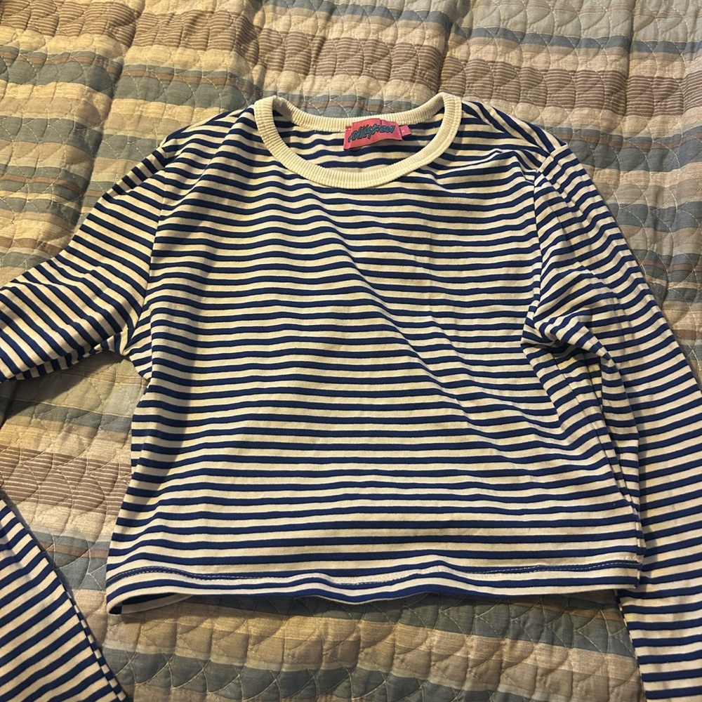 Hanna Andersson Blue and White Long Sleeve Tee
